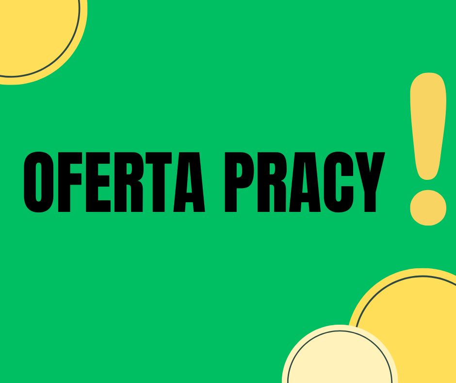 Napis "Oferta pracy" na graficznym tle.