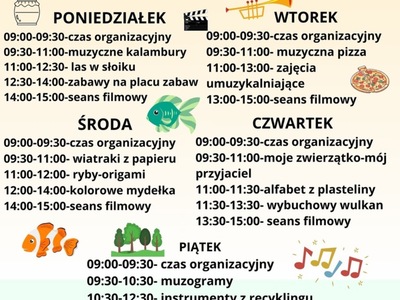 Plakat dotyczący zajęć wakacyjnych - cześć III.
