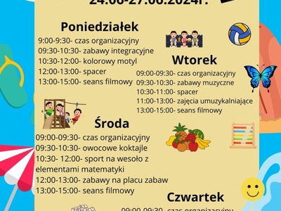 Plakat dotyczący zajęć wakacyjnych - cześć I.