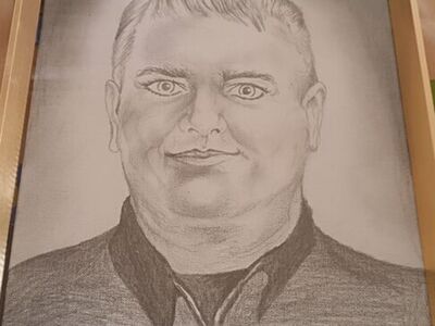 Portret policjanta wykonany przez ojca wychowanka.