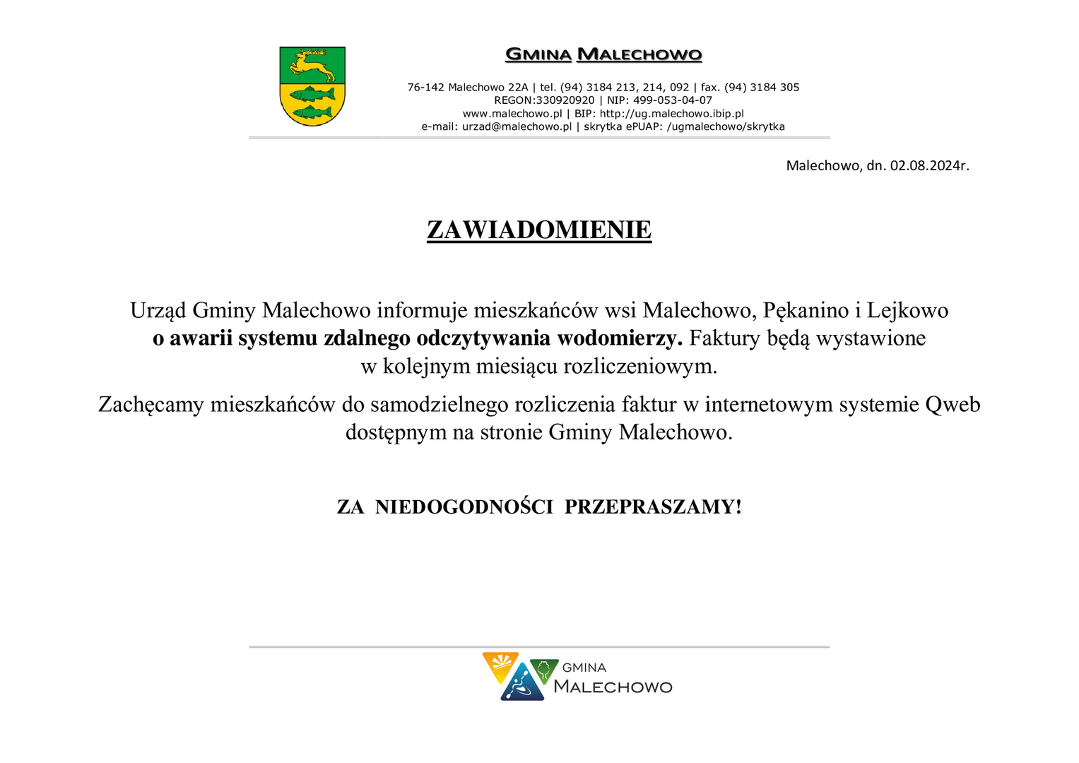 Zawiadomienie.