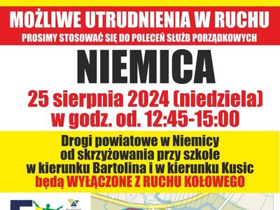 Niemica - utrudnienia w ruchu - plakat