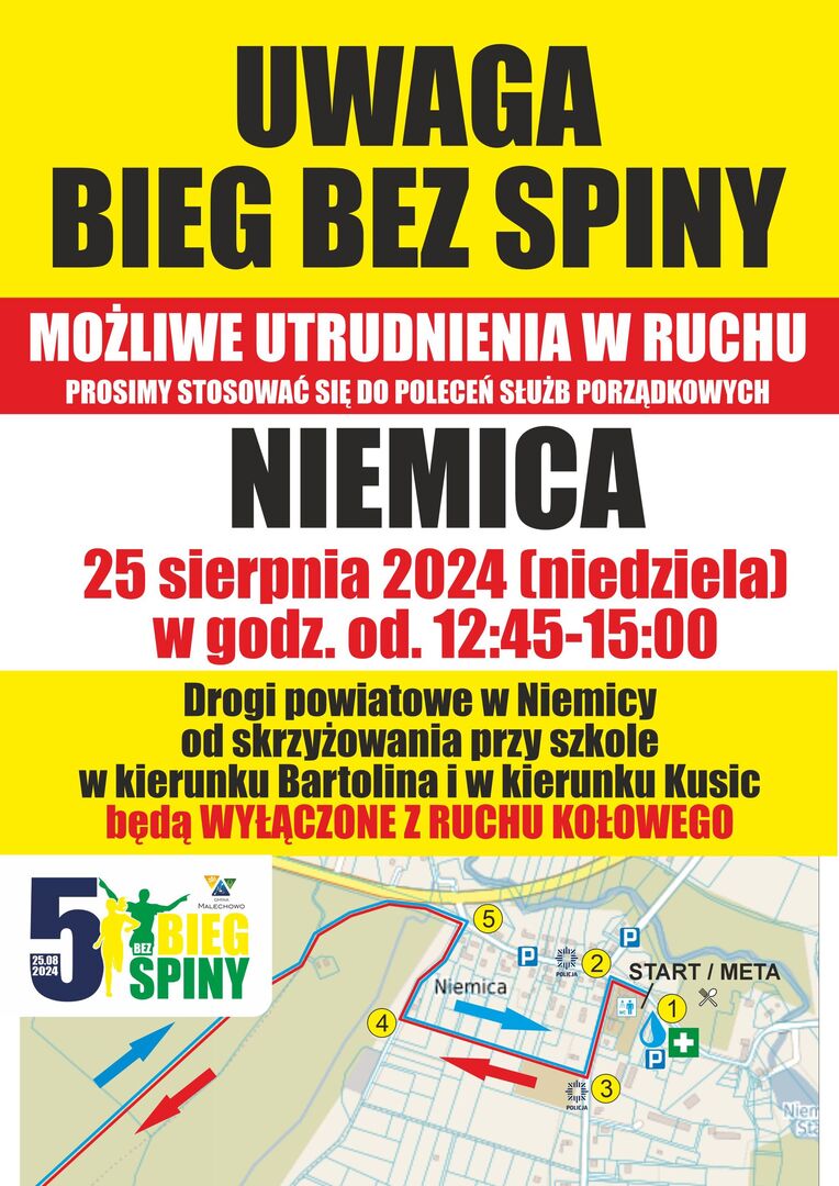 Niemica - utrudnienia w ruchu - plakat