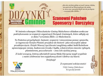 podziękowanie za dożynki