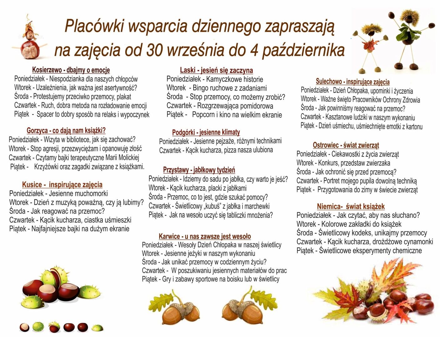 Plakat informujący o zajęciach w PWD