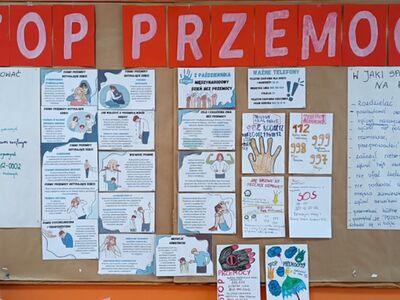 Gazetka pt. "Stop Przemocy" wykonana przez dzieci.