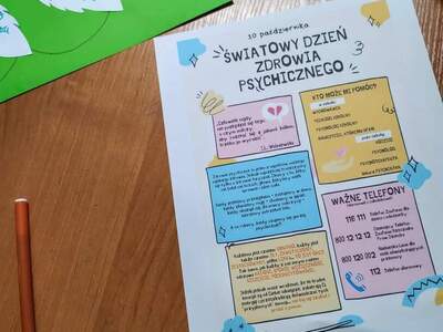 Plakat informacyjny o Światowym Dniu Zdrowia Psychicznego.