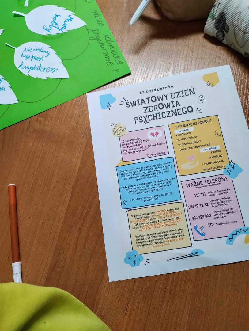 Plakat informacyjny o Światowym Dniu Zdrowia Psychicznego.