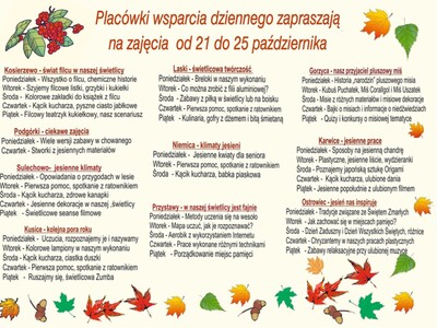 Harmonogram zajęć w PWD