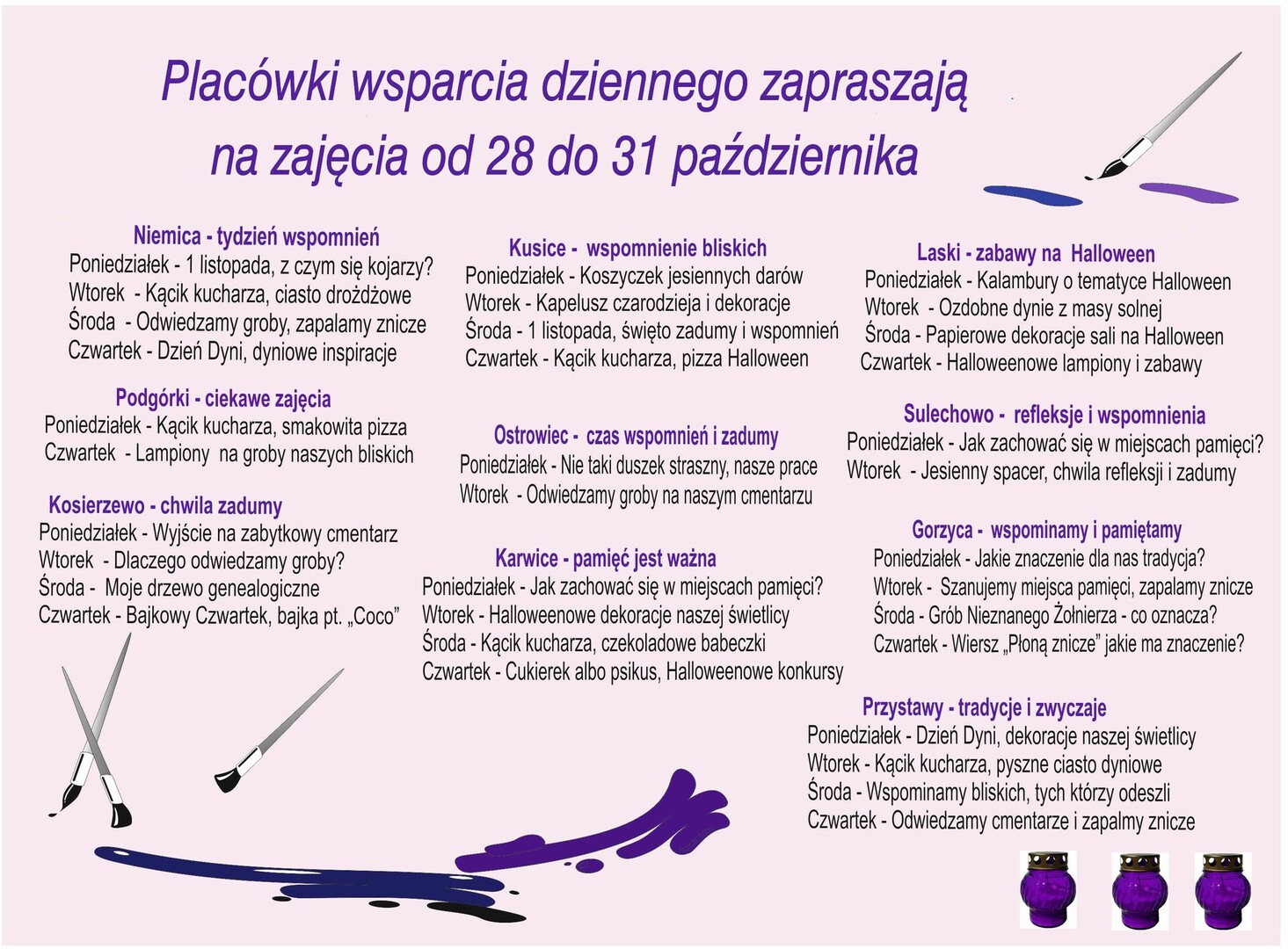 Harmonogram zajęć w PWD