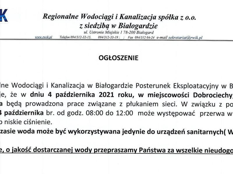 Przerwa w dostawie wody.