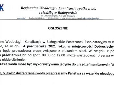 Przerwa w dostawie wody.