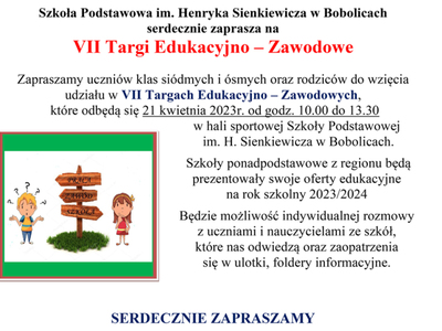 VII Targi Edukacyjno - Zawodowe w SP Bobolice