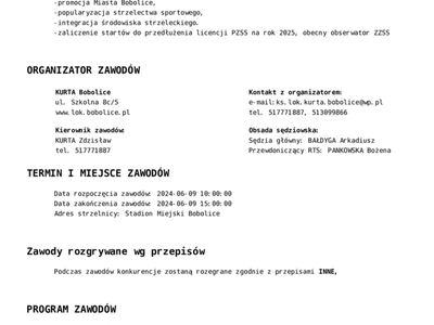 OTWARTE ZAWODY STRZELECKIE O PUCHAR PREZESA KURTY
