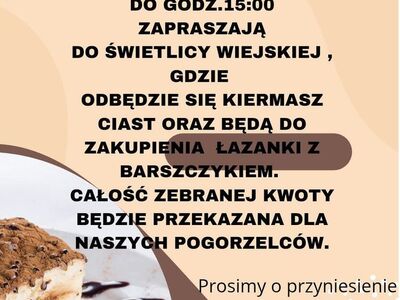 Kiermasz na rzecz pogorzelców z Klanina