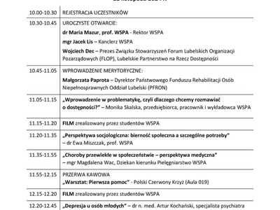 Zdjęcie programu konferencji