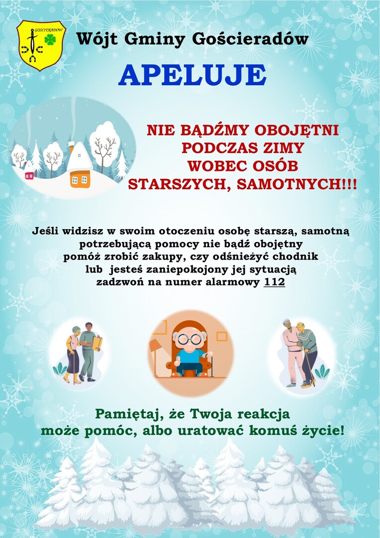 Zdjęcie zimy z samotnymi starszymi ludźmi