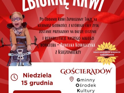Zdjęcie dotyczące zbiórki krwi i kiermaszu dla chłopca