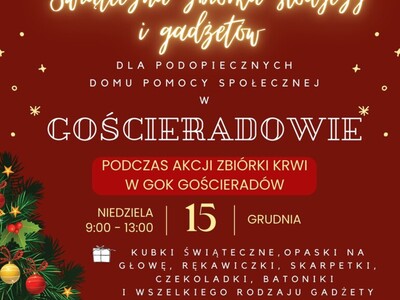 Zdjęcie dotyczące świątecznej zbiórki słodyczy i gadżetów dla podopiecznych DPS w Gościeradowie