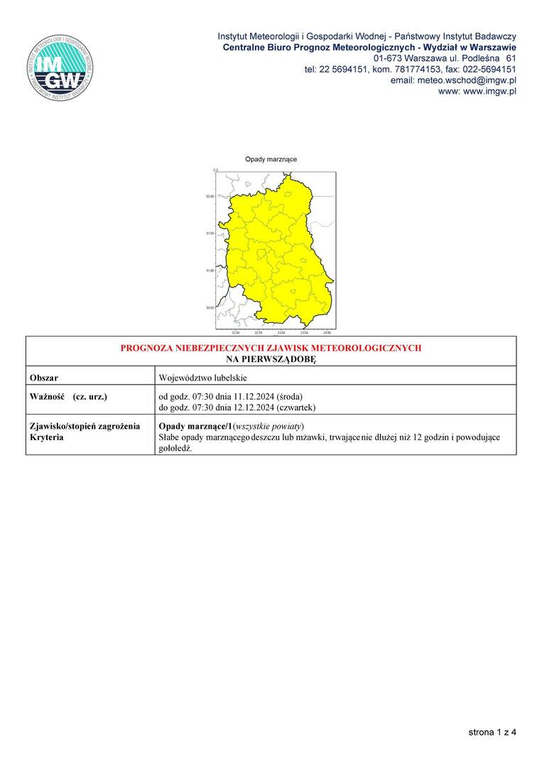 Zdjęcie ostrzeżenia meteorologicznego