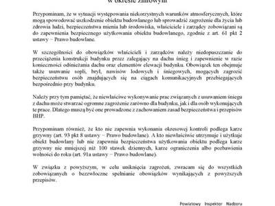 Zdjęcie komunikatu Powiatowego Inspektora Nadzoru Budowlanego w Kraśniku