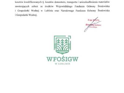 Zdjęcie informacji z logo Wojewódzkiego Funduszu Ochrony Środowiska i Gospodarki Wodnej w Lublinie