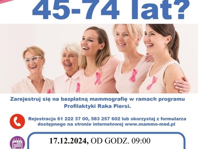 Zdjęcia plakatu z kobietami dotyczącego badania mammograficznego