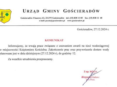Zdjecie przedstawiające treść komunikatu.
