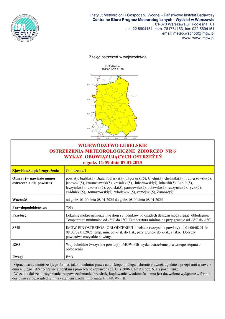 Zdjęcie ostrzeżenia meteorologicznego