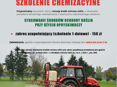 Zdjęcie plakatu dotyczącego Szkolenia Chemizacyjnego w Gościeradowie