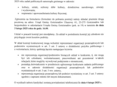 Zdjęcie zaproszenia z informacją do zgłaszania kandydatów na członków komisji konkursowej w otwartych konkursach ofert