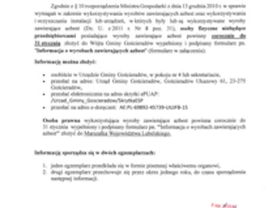 Zdjęcie informacji o wyrobach zawierajacych azbest
