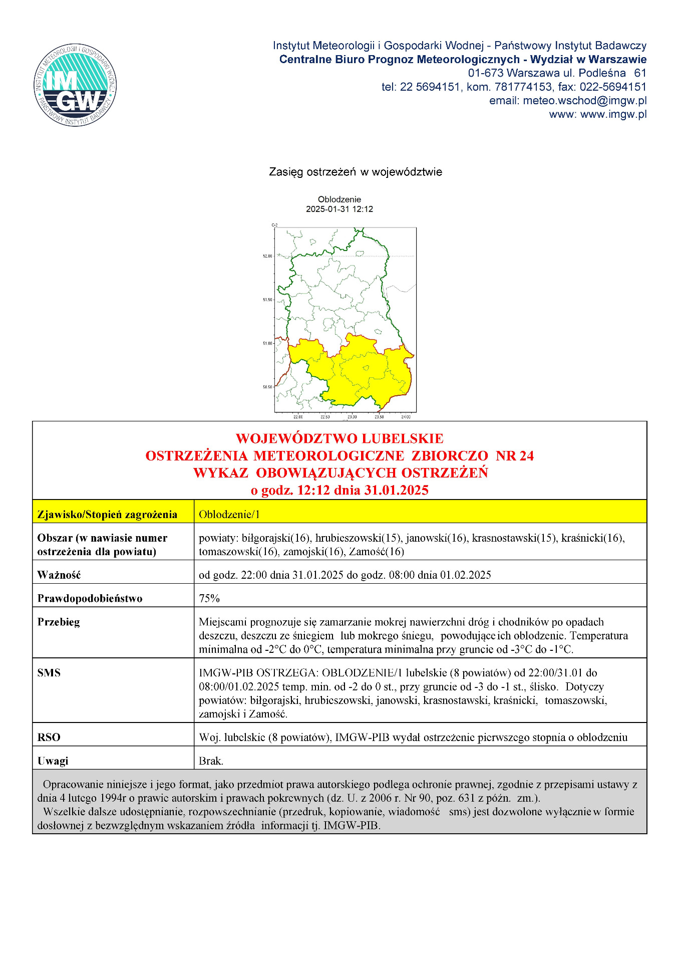 Zdjęcie ostrzeżenia meteorologicznego