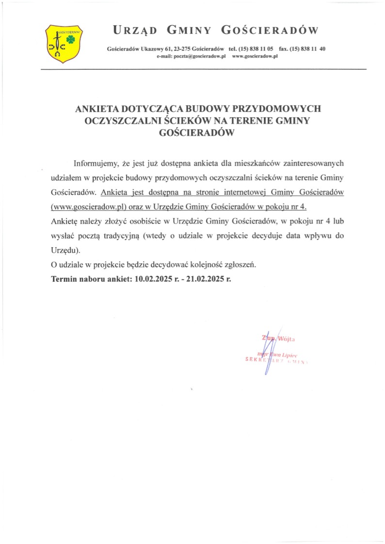 Obraz/skan dokumentu zawierającego treść ogłoszenia