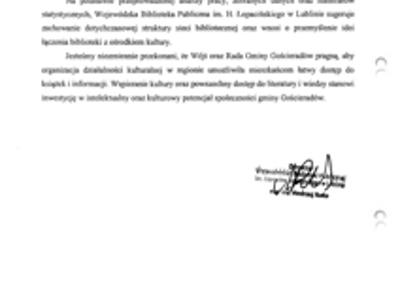 Zdjcie pisma dotyczacego negatywnej opini Wojewódzkiej Biblioteki Publicznej im. Hieronima Łopacińskiego w Lublinie
