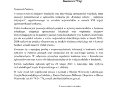 Zdjecie pisma Wojewody do Wójtów Burmistrzów