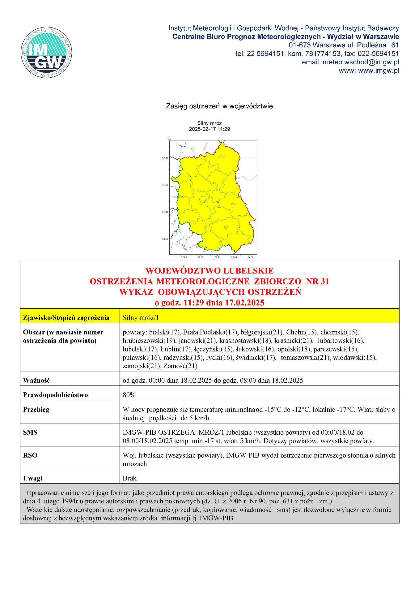 Zdjęcie mapy ostrzeżenia meteorologicznego