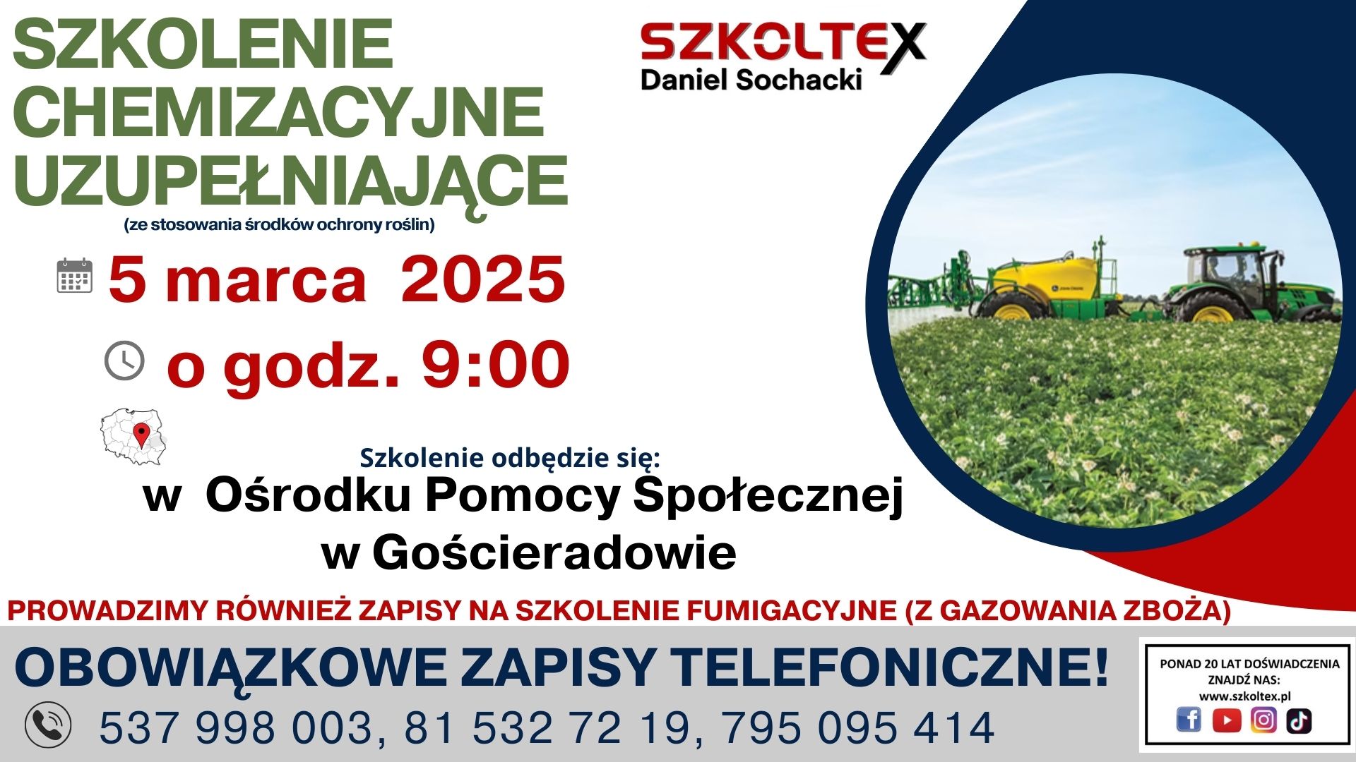 Plakat zawierający informacje o szkoleniu