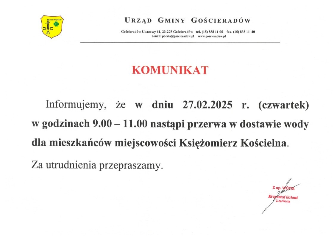 Obraz/skan dokumentu zawierającego treść komunikatu