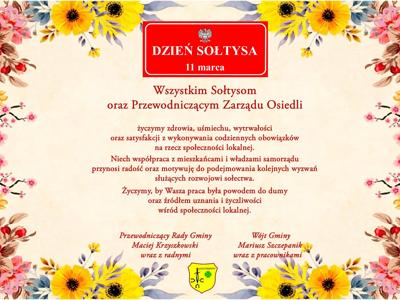 Zdjęcie kwiatów z życzeniami dla sołtysów