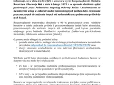 Zdjęcie informacji o pomocy publicznej dla producentów ziemniaka