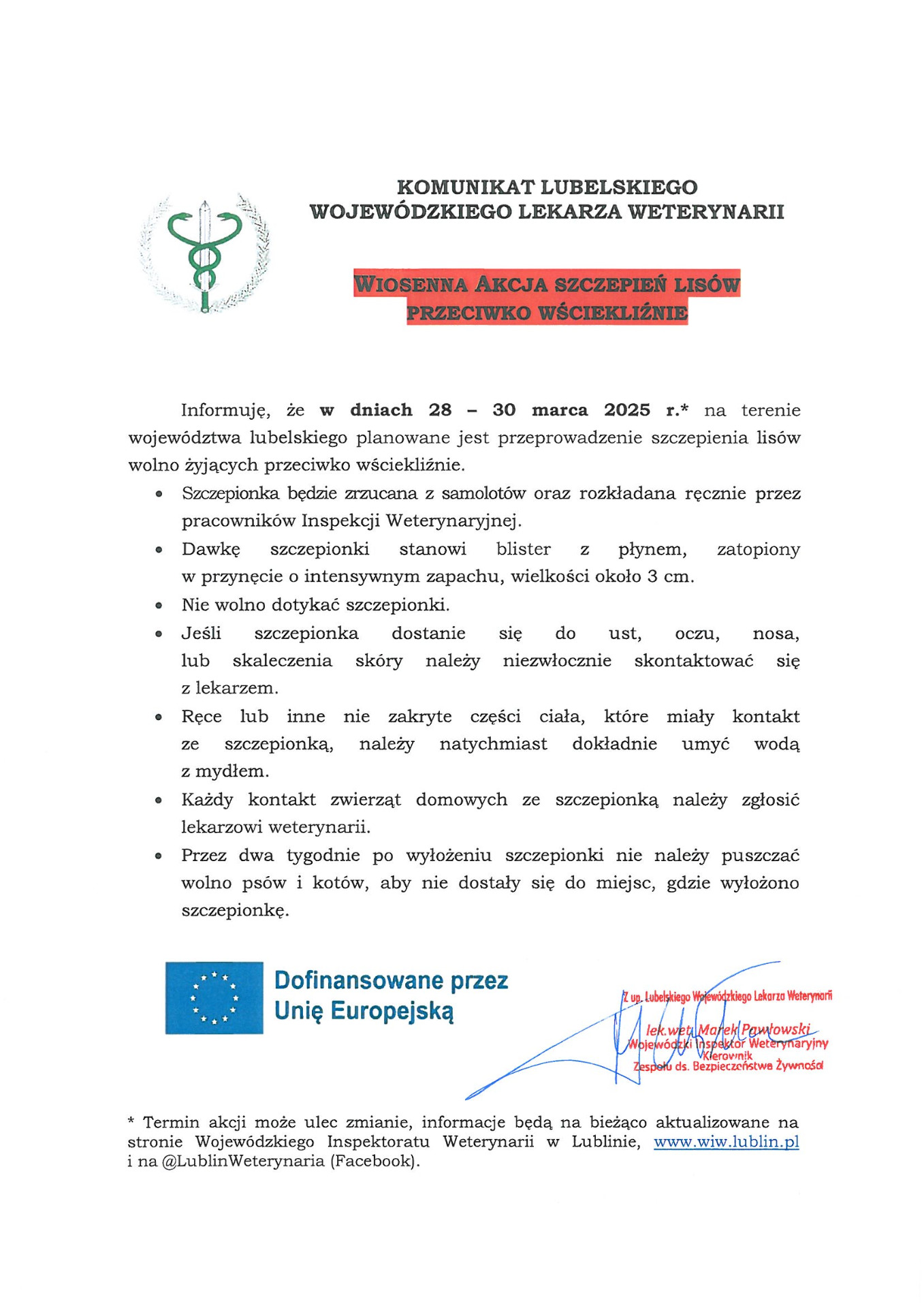 Zdjęie komunikatu