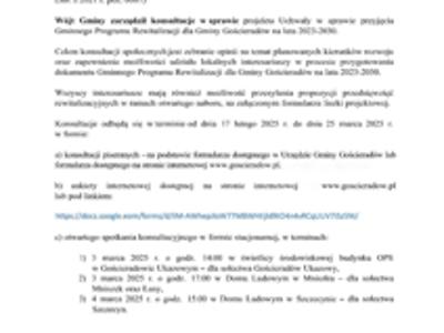 Zdjęcie ogłoszenie o przeprowadzeniu konsultacji