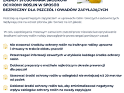 Zdjęcie komunikatu dotyczącego stosowania środków ochrony roślin w sposób bezpieczny dla pszczół