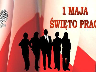 Zdjęcie flagi i godła polski z grafiką ludzi