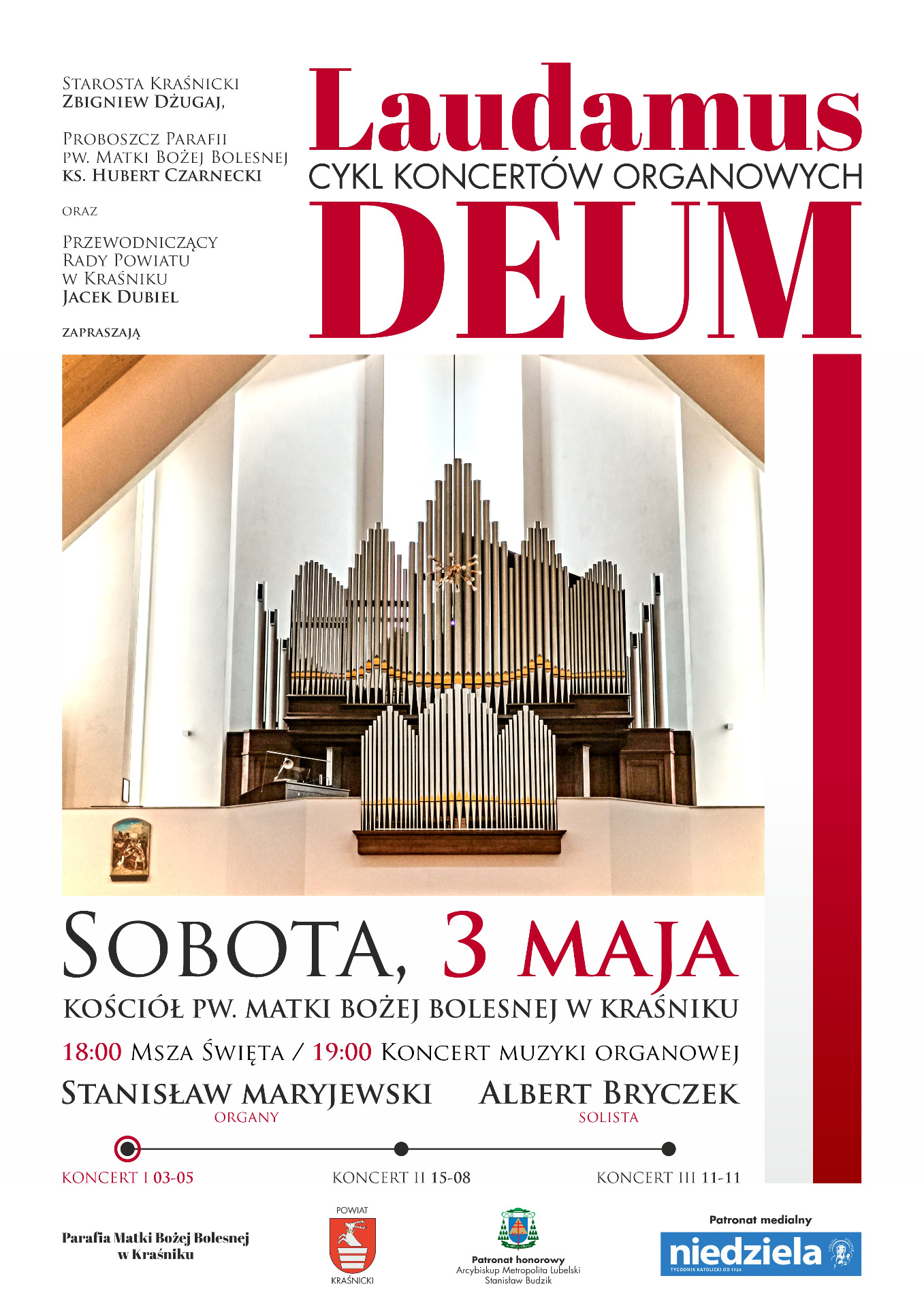 Zdjęcie plakatu dotyczacego koncertu organowego "Laudamus Deum"