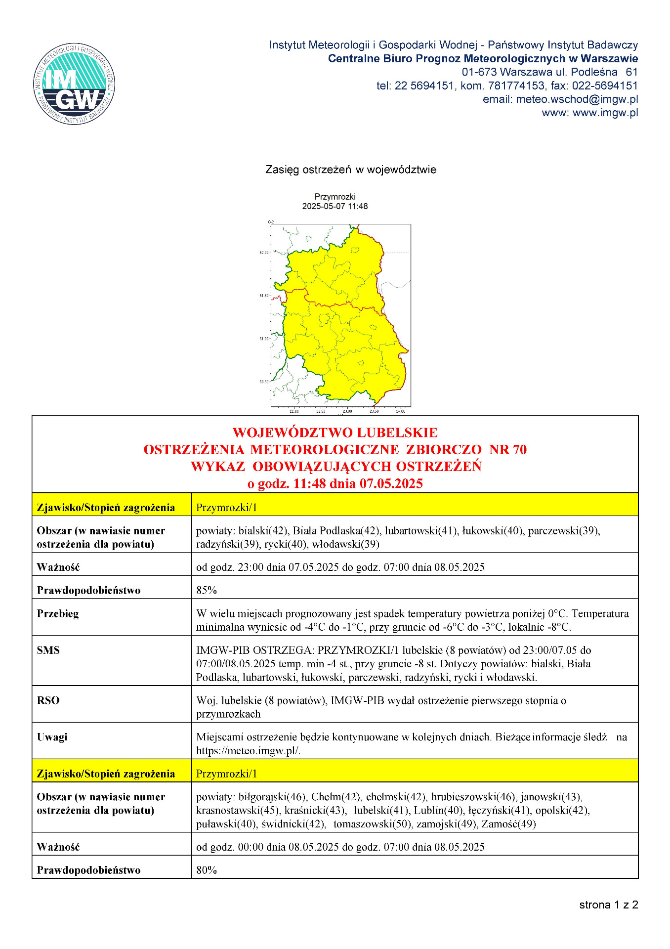 Zdjęcie ostrzeżenia meteorologicznego