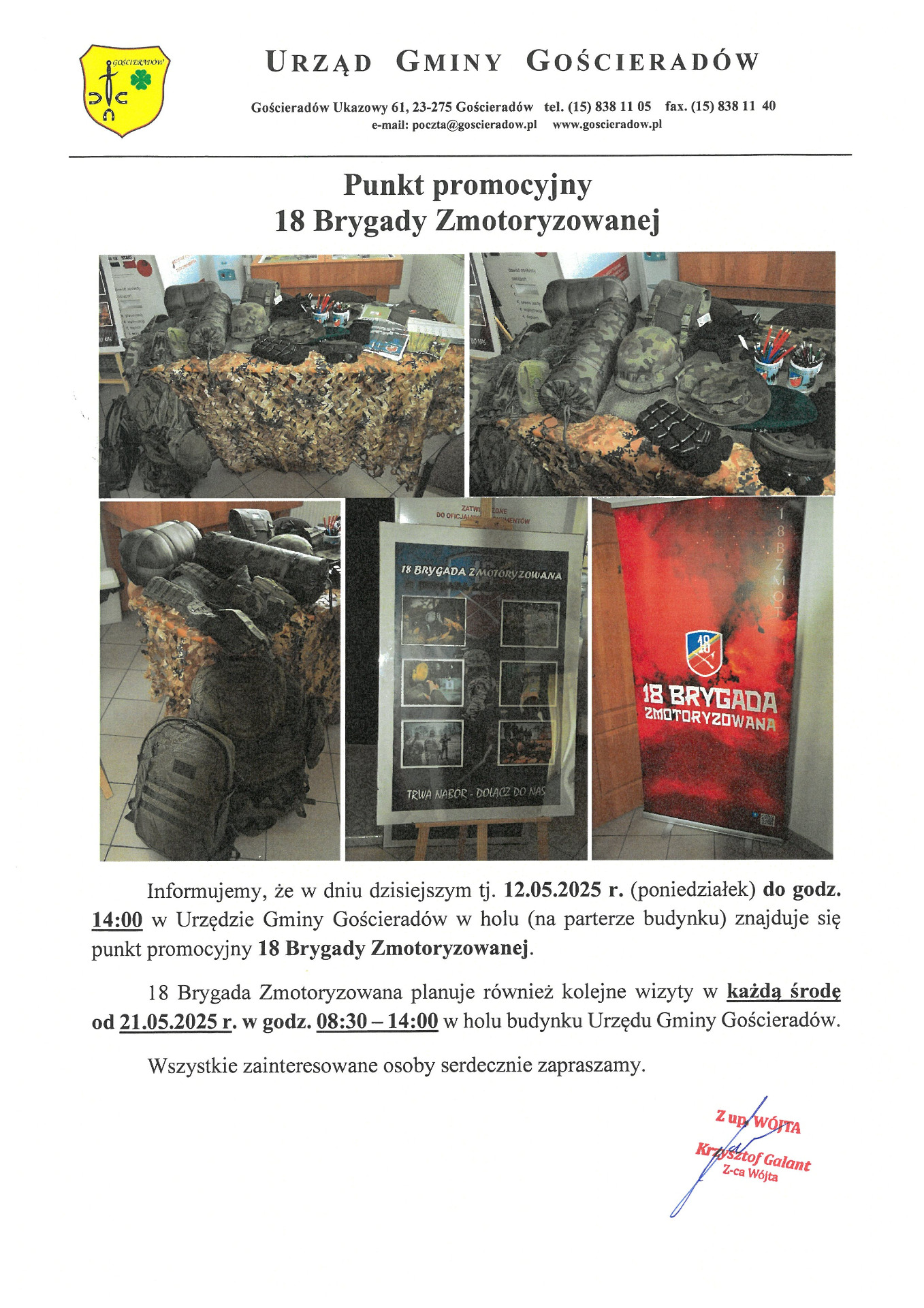 Zdjęcie informacji ze sprzętem 18 Brygady Zmotoryzowanej