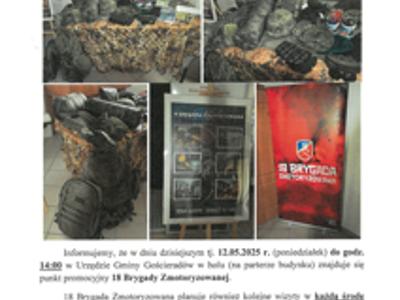 Zdjęcie informacji ze sprzętem 18 Brygady Zmotoryzowanej