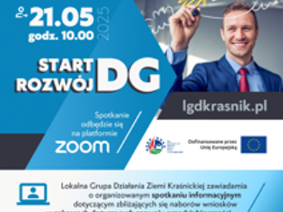 Zdjecie plakatu z mężczyzną dotyczącego spotkania informacyjnego